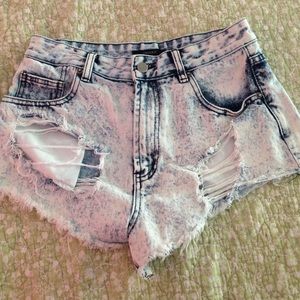 Forever 21 destroyed acid-wash jean shorts