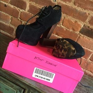 Black suede lace-up Betsey Johnsons (platforms)