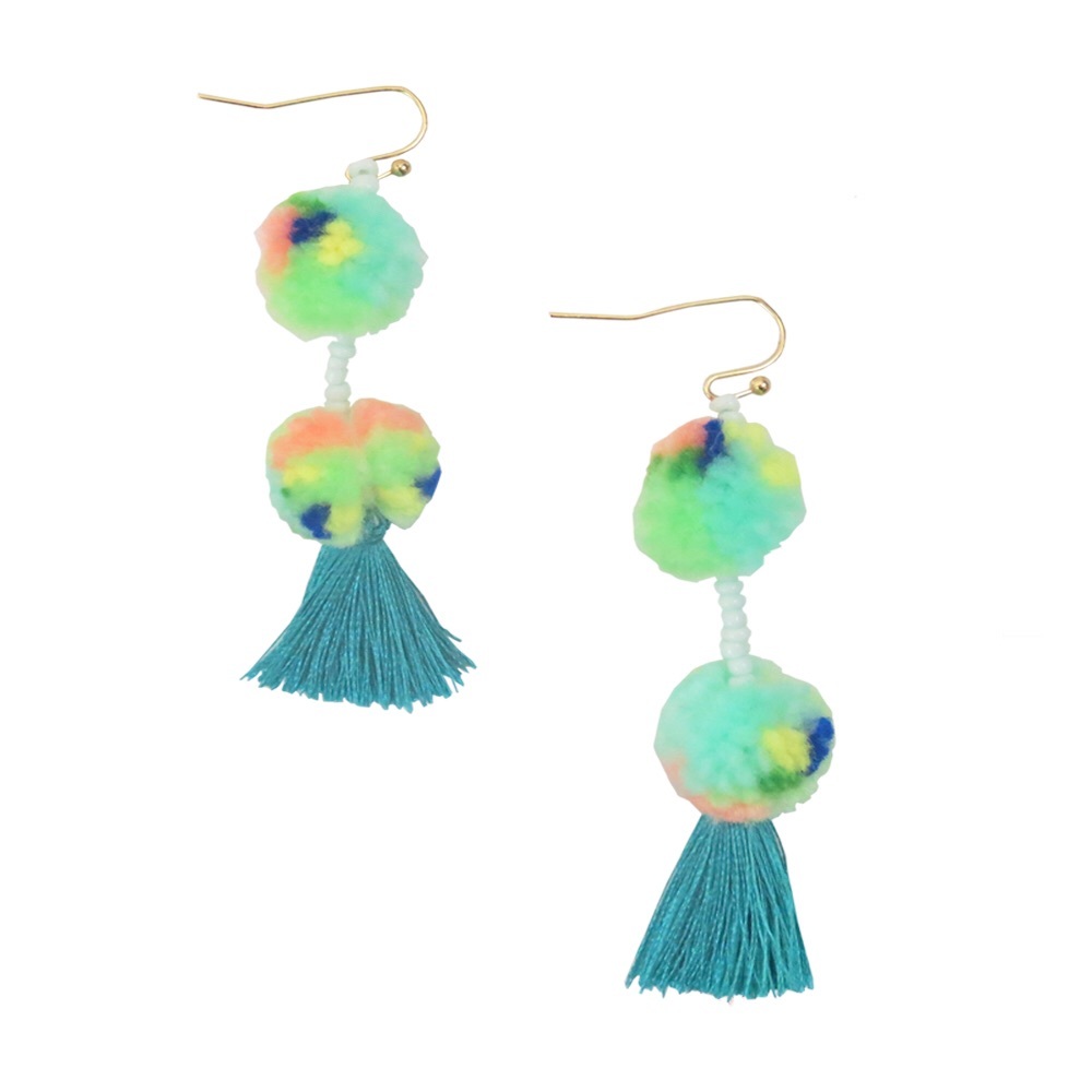 Pom Pom Dangle Earrings