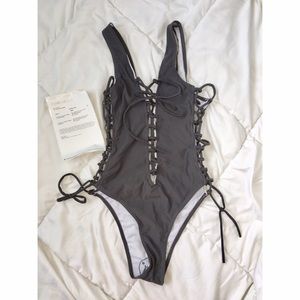 Woman's Swimsuit - Charcoal One Piece