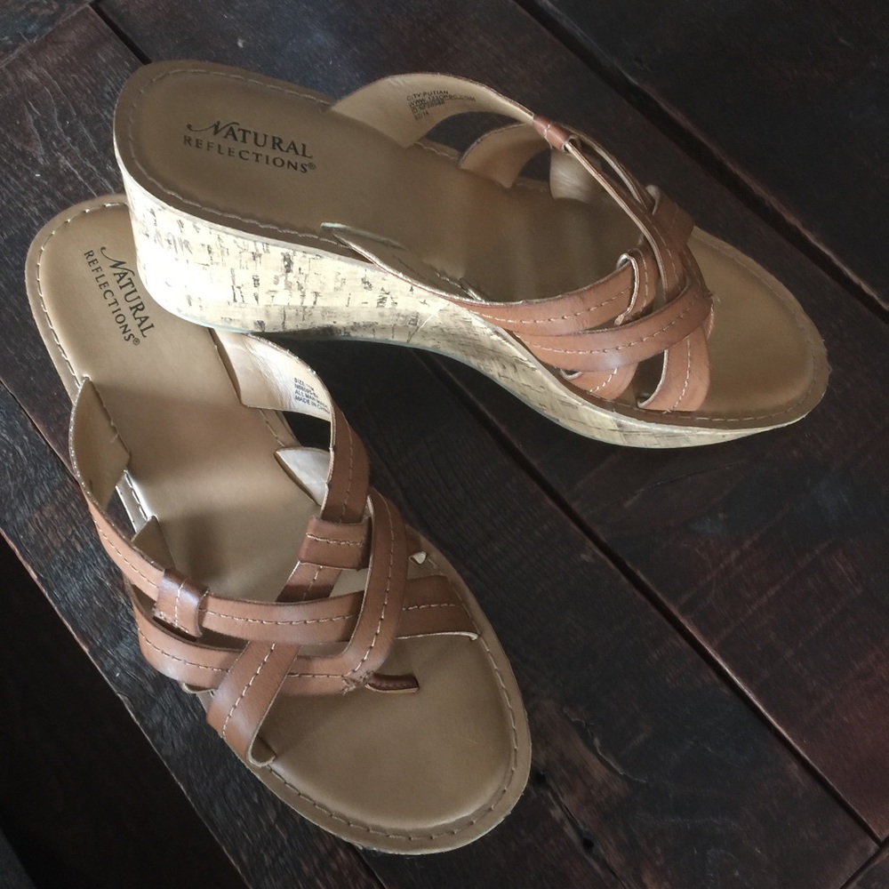 natural reflections sandals size 11 Cork wedges