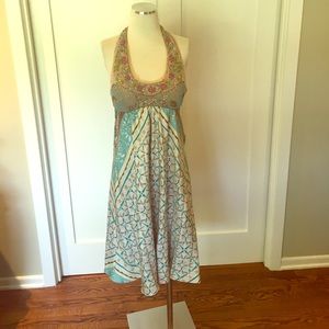 Nicole Miller Studio Silk Beaded Halter Dress