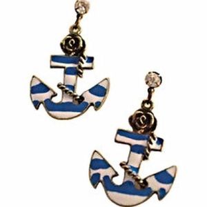 Betsey Johnson rhinestone anchor earrings