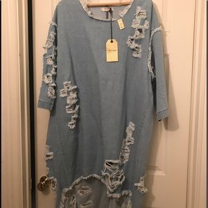 Distress denim dress
