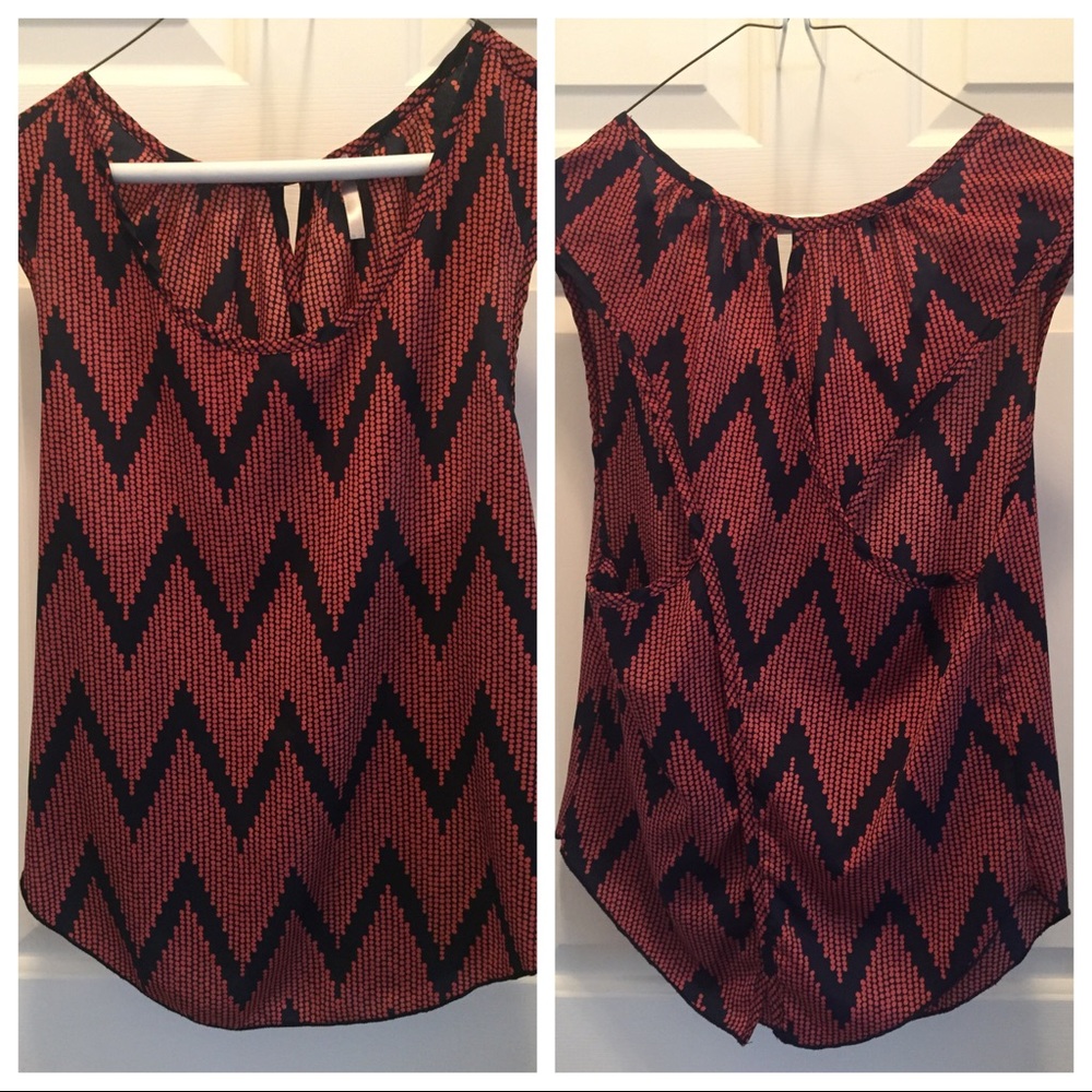 Coral & Navy Sleeveless Top - Crossover Cute Back