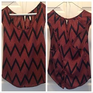 Coral & Navy Sleeveless Top - Crossover Cute Back