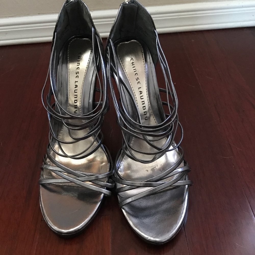 Silver strap heels
