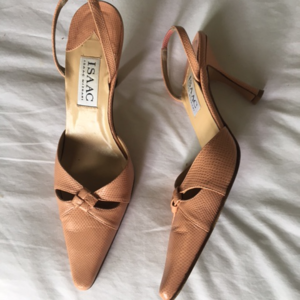 Isaac Mizrahi Peach Lizard Slingback's