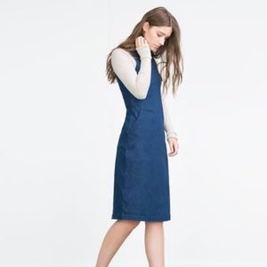 Zara Denim Blue Midi Dress in Size S