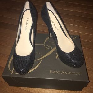 Enzo Angiolini 'Smiles' Black Sequin Glitter Pumps