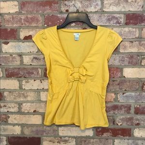 Anthropologie Odille Yellow Bow Blouse Size 2
