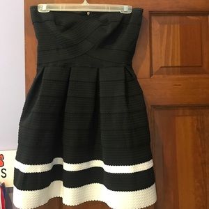 Strapless black & white fit and flare dress!