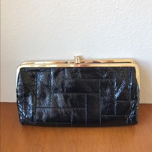 Hobo Black Patent Leather Clutch Wallet