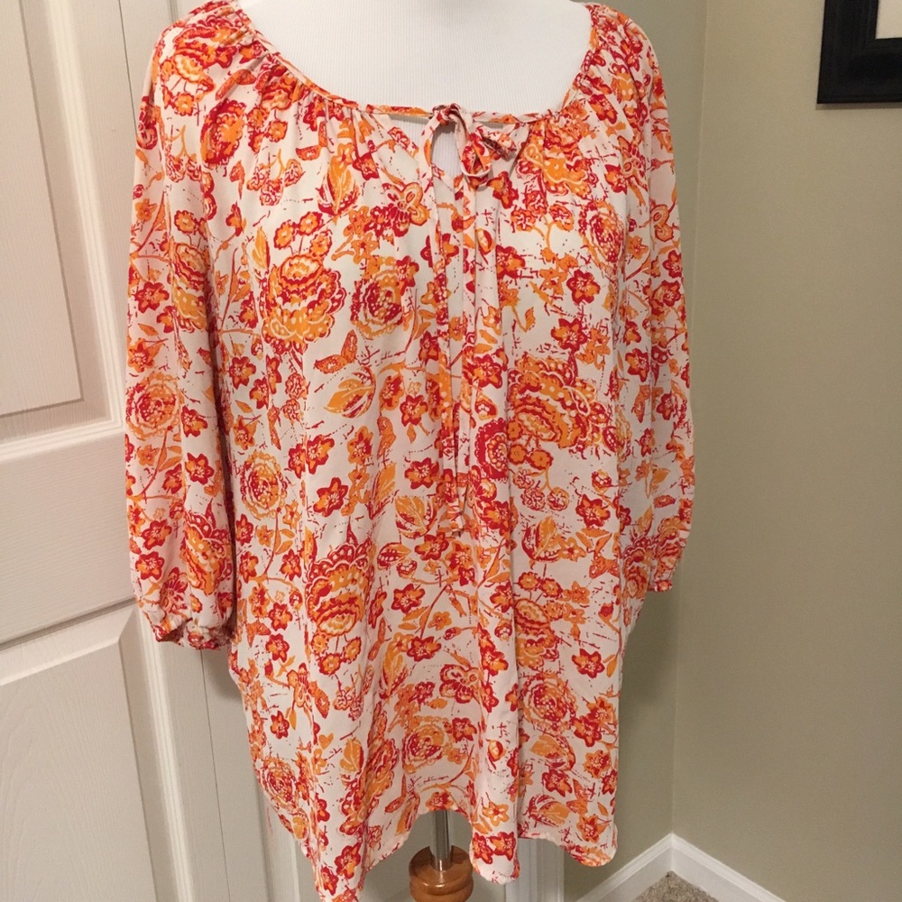 Boho peasant floral blouse