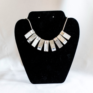 Rustic/Edgy Silver and crystal Statement Necklace