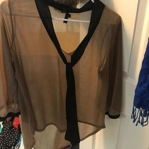 Sheer copper and black top