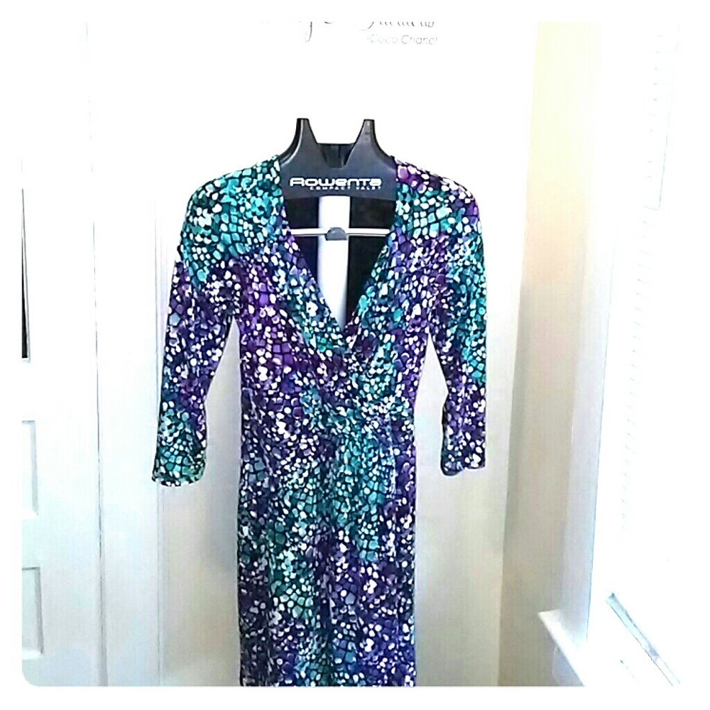 Shelli  Segal Multi-color Print Wrap Dress