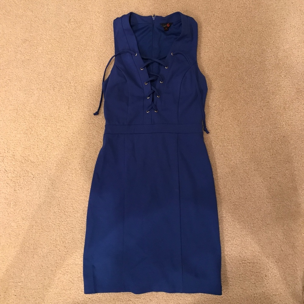 Guess Blue Lace Up Dress