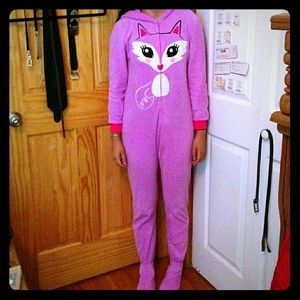 Pink Fox Footie Pajama Onesie with Hood