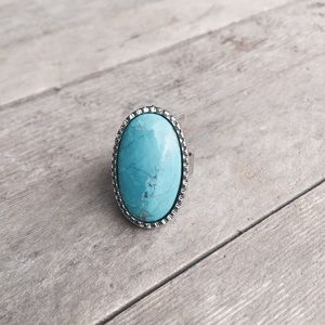 Turquoise Hammered Silver Ring