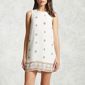 white patterned forever 21 shift dress