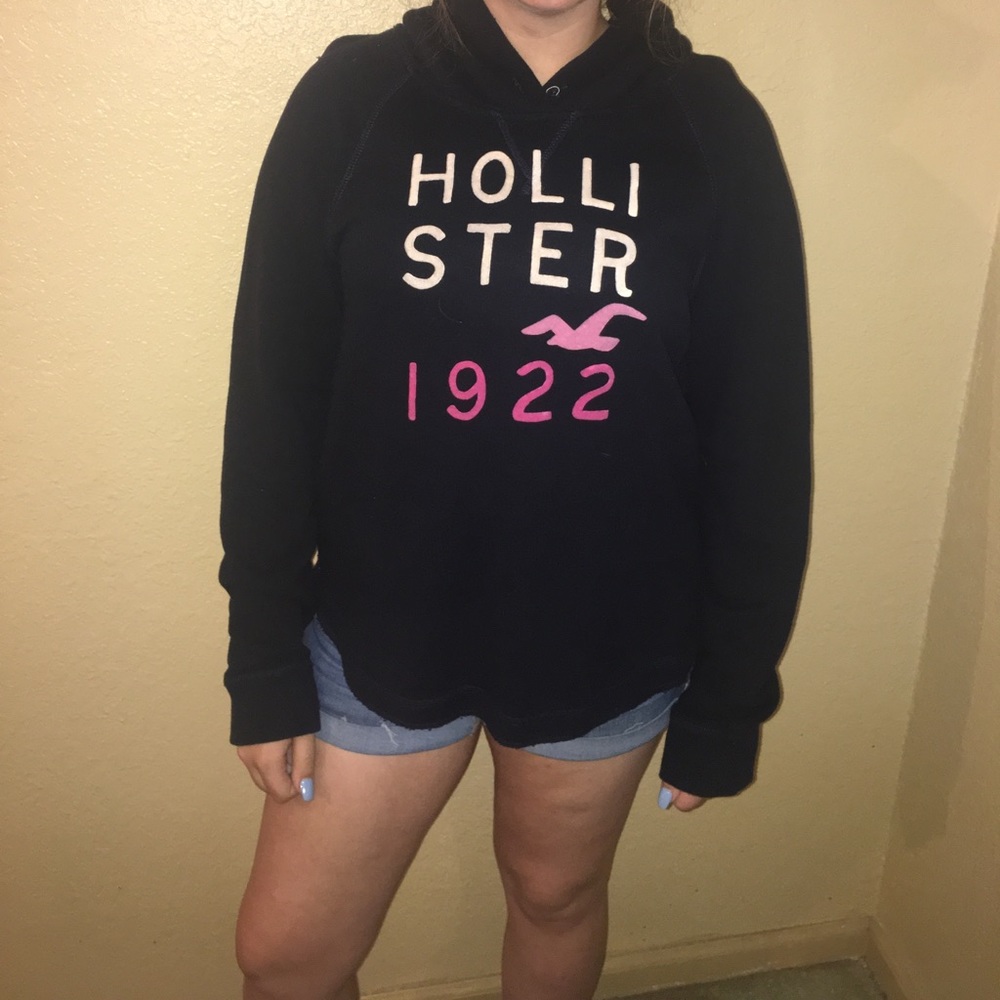 navy blue hollister hoodie size large