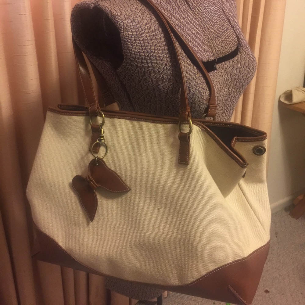 Coldwater creek canvas and leather lg tote/purse