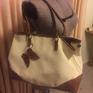 Coldwater creek canvas and leather lg tote/purse