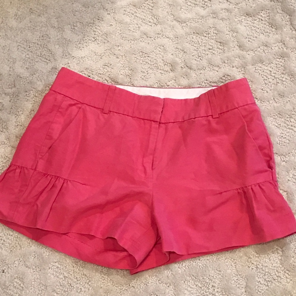 Jcrew pink shorts ruffled on sides