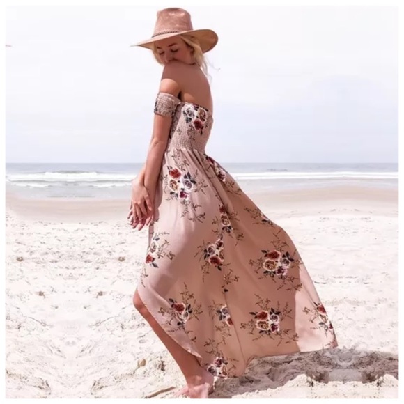 Floral Smocked Summer Beach Dress DA26 - Picture 2 of 4