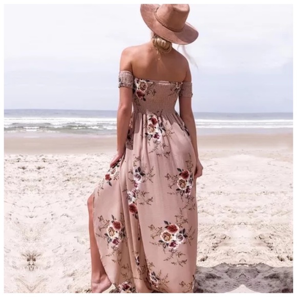 Floral Smocked Summer Beach Dress DA26 - Picture 3 of 4