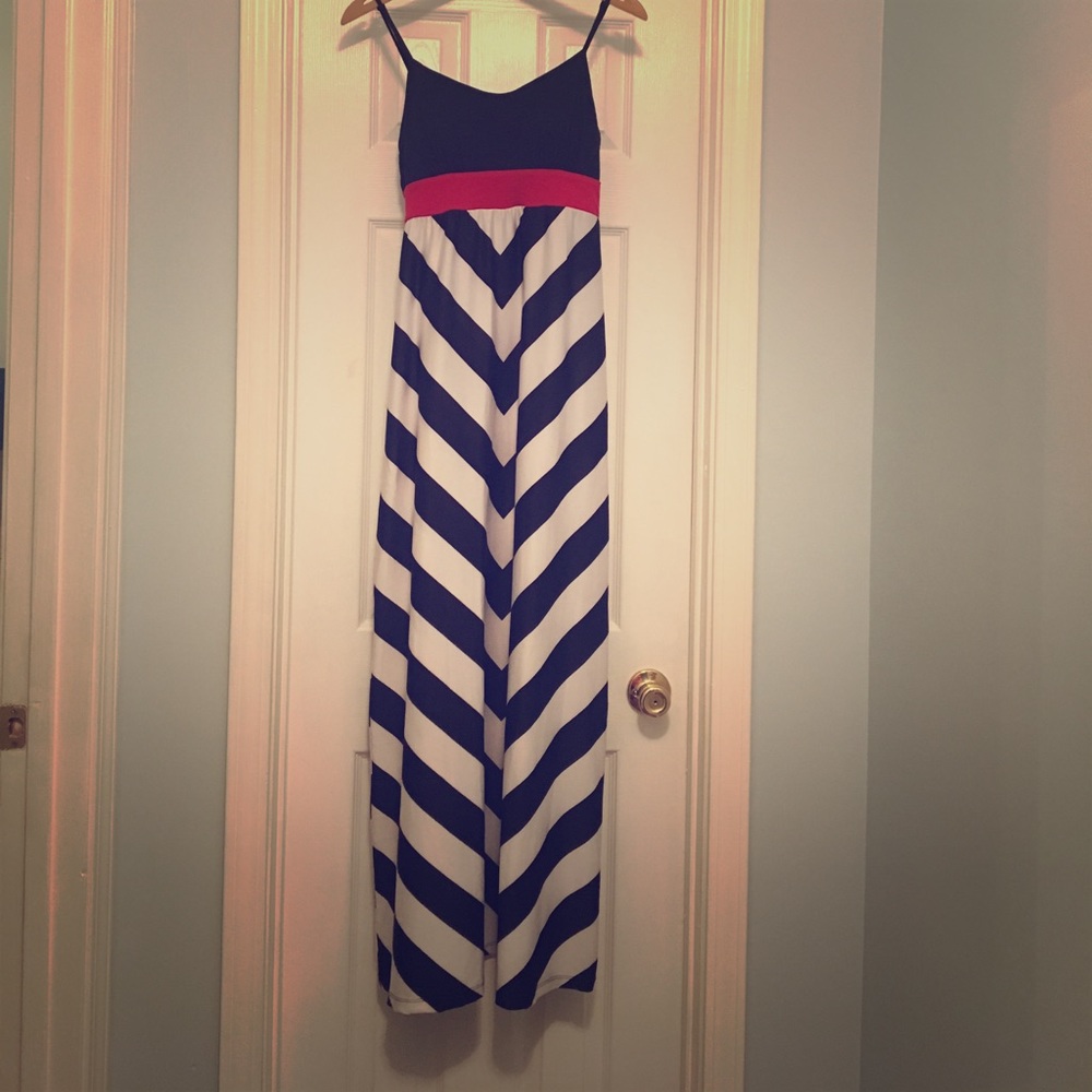 Black and white dress with red accent