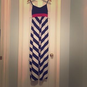 Black and white dress with red accent