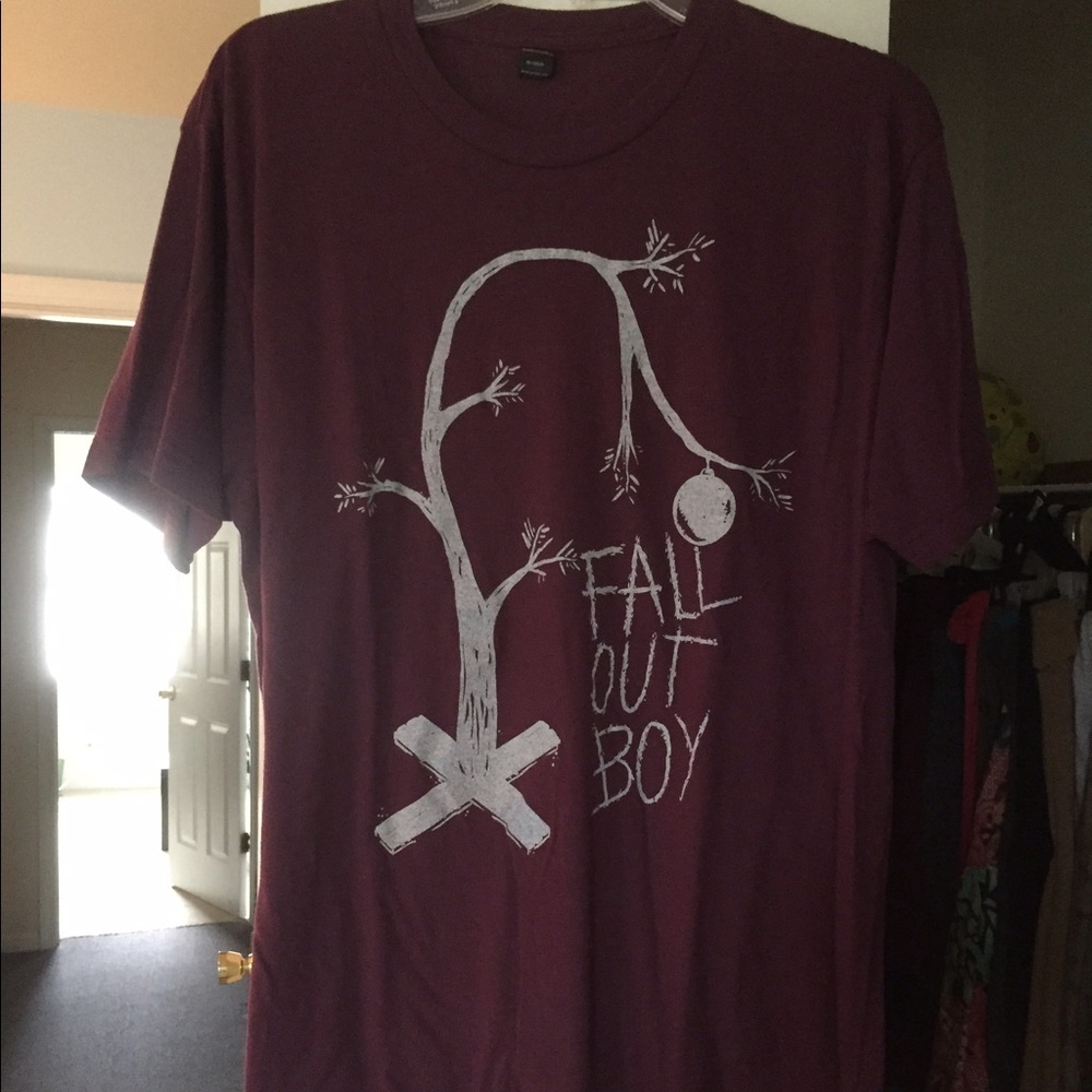 NWOT Fall Out Boy Christmas burgundy t-shirt