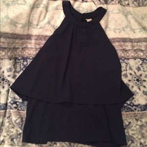 Navy blue high neck blouse