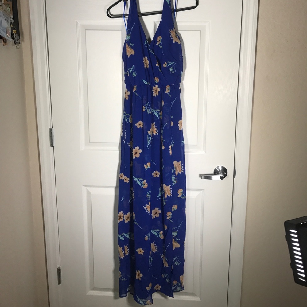 Blue floral maxi dress