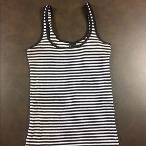 Black and White Striped Ribbed Tank Top