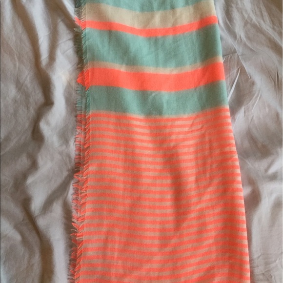 Neon pink, turquoise, and white infinity scarf - Picture 2 of 3