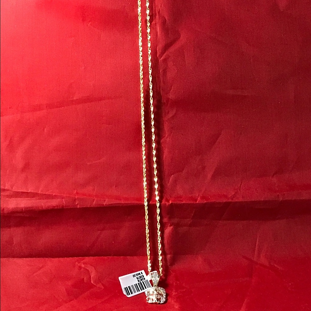 Diamond Pendant with solid Rope chain - Picture 3 of 4