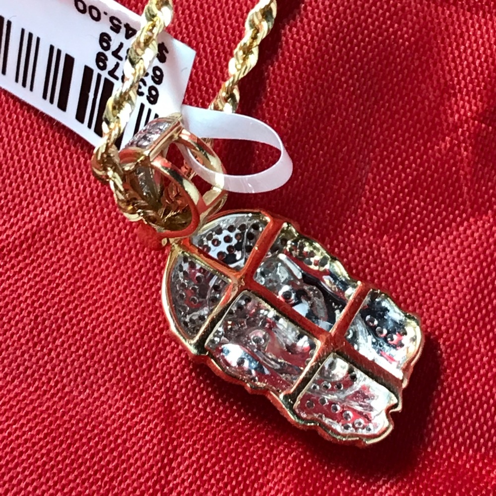 Diamond Pendant with solid Rope chain - Picture 4 of 4