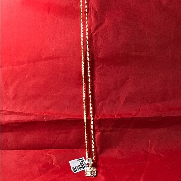 Diamond Pendant with solid Rope chain - Picture 3 of 4