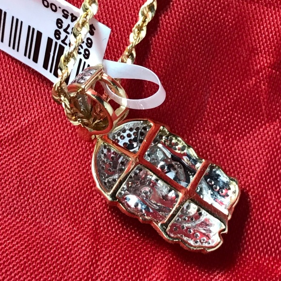 Diamond Pendant with solid Rope chain - Picture 4 of 4