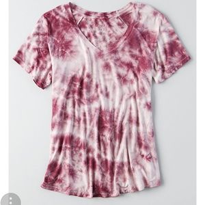 Burgundy Tie-Dye V Neck