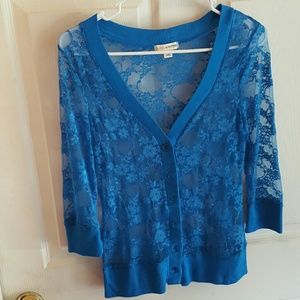 Blue lace cardigan NWOT