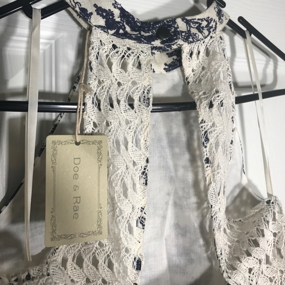 Blue and tan babydoll halter - Picture 3 of 3