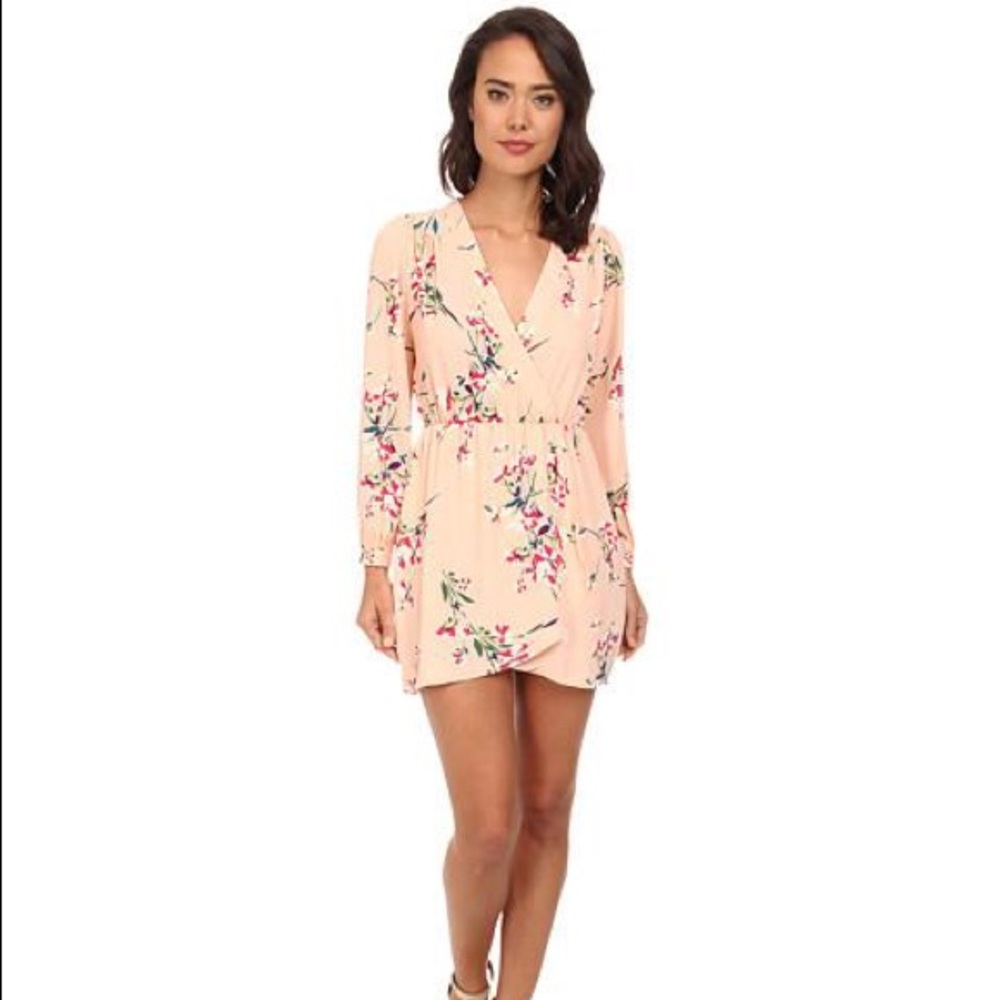 Peach Floral Print Dress