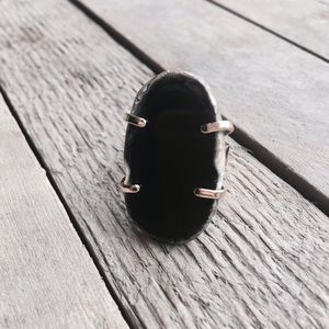 Onxy Black Agate Stone Gold Ring