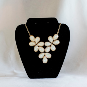 White Floral Statement Necklace