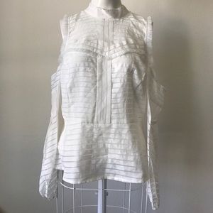 Bardot White Cut Out Shoulder Blouse