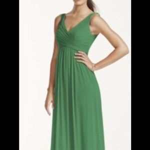 Long David's Bridal dress. Clover green